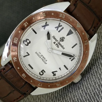 RELOJ HENRI SANDOZ & FILS DE COLECCIÓN CUERDA MANUAL SUIZO PARA HOMBRES ESFERA BLANCA a2109-U Foto 1 de 4