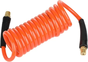 1/4 Inch X 10 Ft PU Air Hose Polyurethane Recoil Air Hose, 1/4” MNPT Swivel Bras - Picture 1 of 12