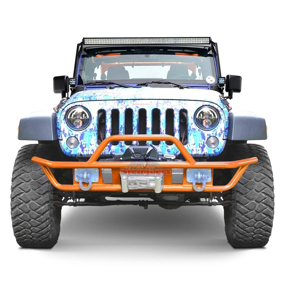 For Jeep Wrangler JK 18 Bumper Full Width Fluorescent Orange Front Winch Tubular Foto 1 de 1