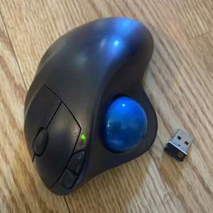 Logitech M570 Inalámbrico Trackball Ratón Ergonómico Bola Azul con Receptor Dongle - Imagen 1 de 7