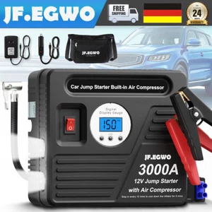 JFEGWO 3000Amp Auto KFZ Starthilfe 12V Powerbank Starthilfegerät mit Kompressor - Bild 1 von 11