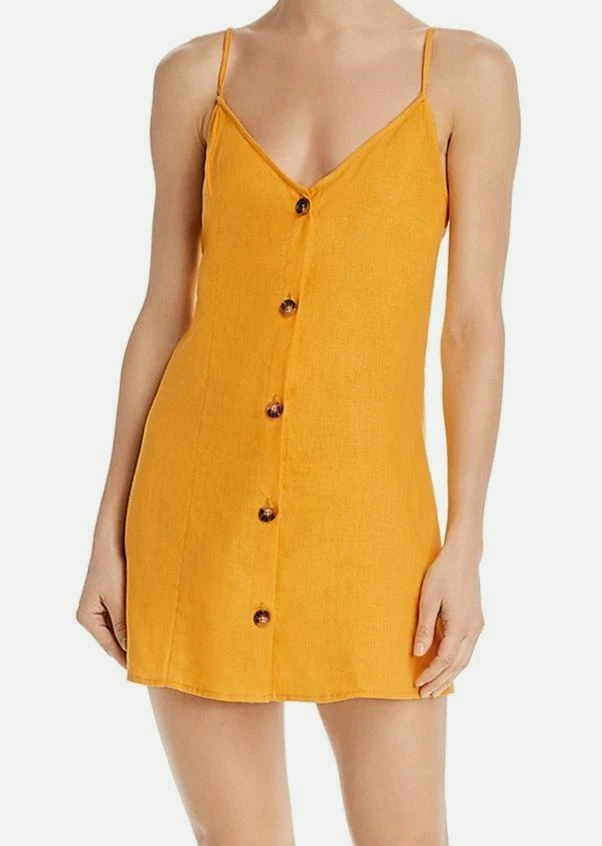 Show Me Your Mumu Women's Yellow Front Button Remington Mini Dress Size S