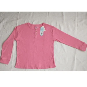 Girls' Long Sleeve Henley Waffle Top Cat & Jack Pink Size L (10/12) - Picture 1 of 4