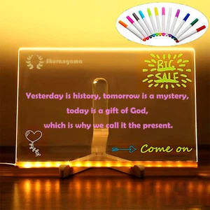 Colorful 12 Colors LED Dry-Erase Note Board - Acrylic Message Board with Stand, - Picture 1 of 7