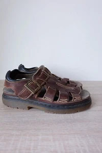 VINTAGE Dr. Martens ENGLAND Sandals Brown Leather Doc Mens 12 Y2K 90s Fisherman - Picture 1 of 6