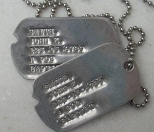 Real Standard Notched Military Issue GI Dog Tags Dogtags Made Just For U