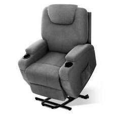 Artiss Electric Massage Chair Recliner Sofa Lift Motor Armchair Heating Fabric - Grey (RECLINER-L2-LIN-GY-AB)
