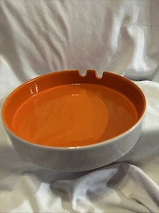 Mancer Made In Italy Raymore 2154/C Ceramic Ashtray MCM Retro Orange White - Picture 1 of 9