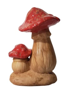 Double Mushroom Garden Ornament/Décor Pottery Glazed Toadstool Indoor/Outdoor - Picture 1 of 6