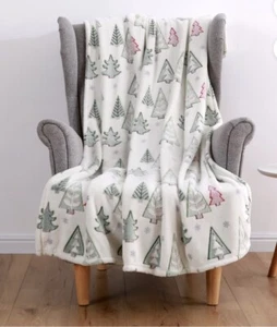 Lanzamientos de felpa Maintays 50""x 60"" patrón de vacaciones árbol de invierno acogedor terciopelo más lanzamiento - Imagen 1 de 4