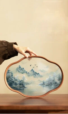 Bandeja de té de vidrio para arte de paisaje chino A1, accesorios de té, bandeja de almacenamiento, compota Foto 1 de 4