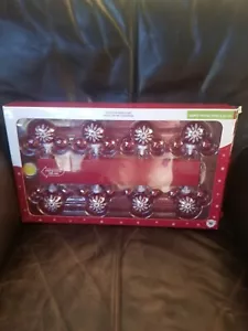 Disney Mickey Icon Christmas Holiday Snowflake Red Glass String Light Set Of 8 - Picture 1 of 4