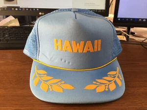 Vintage Hawaii Baby Blue Snap Back Baseball Trucker Cap - Picture 1 of 6