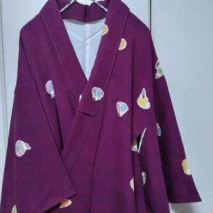 Mujer Kimono Japonés Komon Seda Púrpura Persona - Imagen 1 de 12