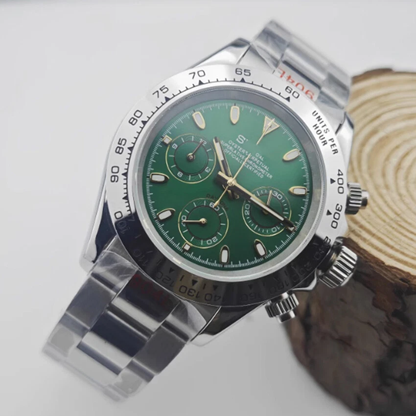 For VK63 Watch Movement 39.5mm Case Band Waterproof Diving Men Mechanical Watch