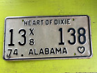 Vintage 1974 Alabama License Plate 13X8 138