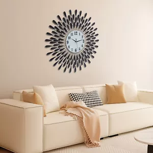 Luxury Large Wall Clock 3D Metal Wall Watch Silent Home Living Room Decor Modern - Picture 1 of 14