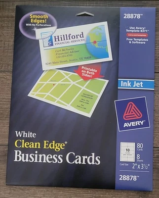 Avery Clean Edge Printable Business Cards 2" x 3-1/2", White, 80 Cards #28878 - Image 1 of 3