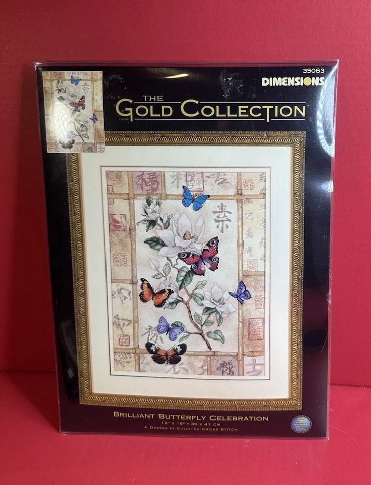 Dimensions 35063 The Gold Collection Brilliant Butterfly Celebration 12x16 Cross