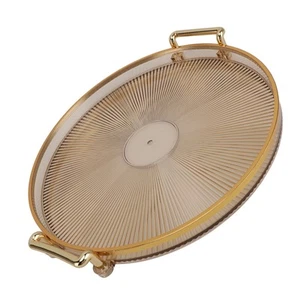 Rundes Tablett Mit Goldenem Griff Elegant Multifunktionales Serviertablett - Bild 1 von 24