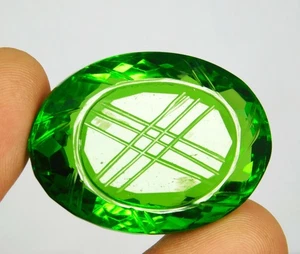 Piedra preciosa tallada certificada 79,45 quilates peridoto verde natural corte ovalado - Imagen 1 de 5