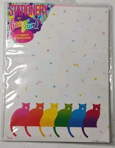 Pacchetto cancelleria vintage Lisa Frank GATTI COLORATI 16 fogli e Env 1990 nuovo - Foto 1 di 3
