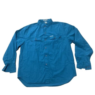 Royal Robbins Vintage 90s Hiking Shirt Men L Teal Blue Aqua Long Sleeve Fishing - Image 1 of 4