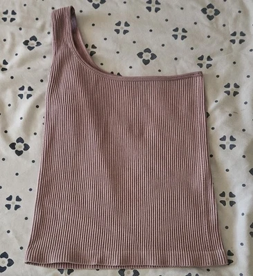 Camiseta sin mangas Bella Semless para mujer un hombro acanalada rosa talla S Foto 1 de 3