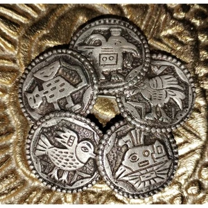 Vintage Signed PERUVIAN ART Figural INCA BIRD & ANIMAL 2-1/4”Circular Pin Brooch - Picture 1 of 4