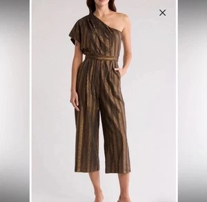 NWT Joie Tinsley One Shoulder Metallic Stripe Dressy Romper Size S - Picture 1 of 4