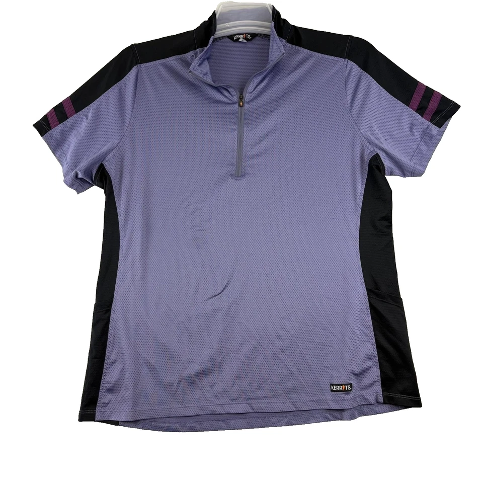 Camisa Kerrits Mujer XL Púrpura Negra Equitación Rendimiento Cuarto Cremallera Foto 1 de 4