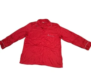 Victoria's Secret 2-teiliges Pyjama-Set groß rot Damast Streifen Satin Shirt Hose - Bild 1 von 15