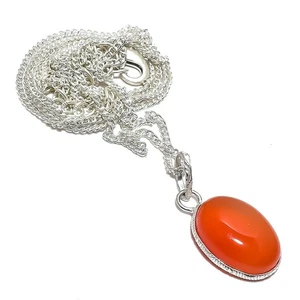 Collar de plata de ley 925 con piedras preciosas de cornalina natural r201 - Imagen 1 de 6