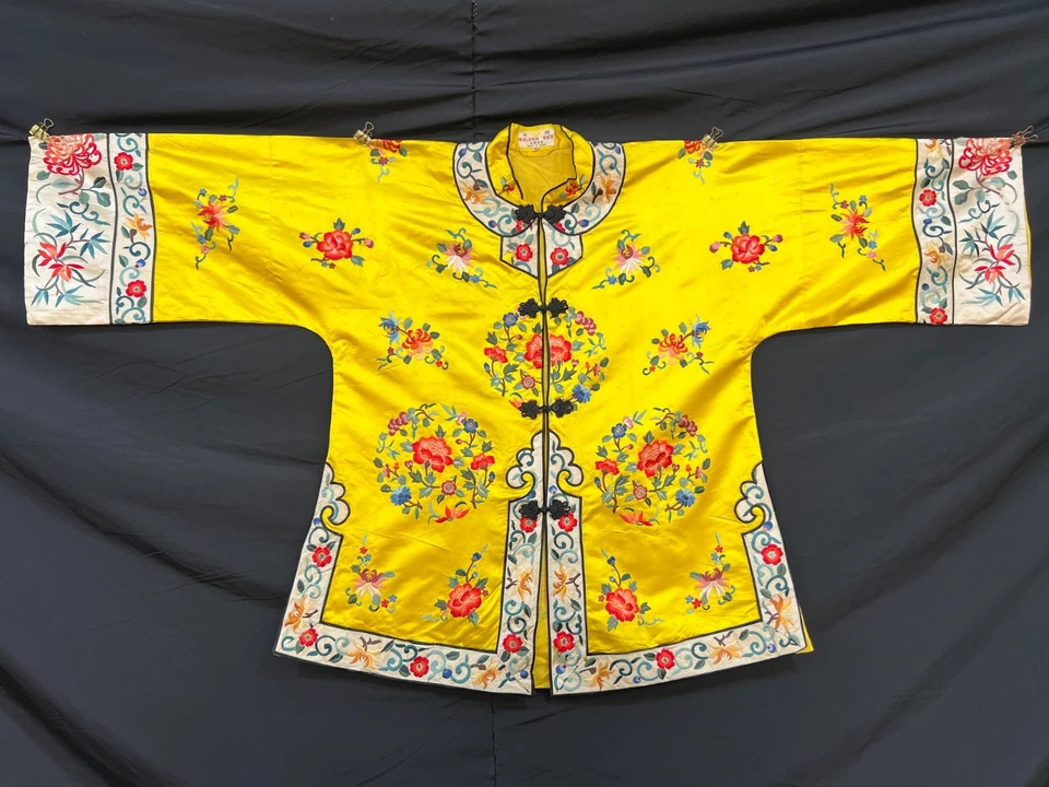 vintage Chinese silk & satin embroidery shirt dress embroidered S43 - Image 1 of 4