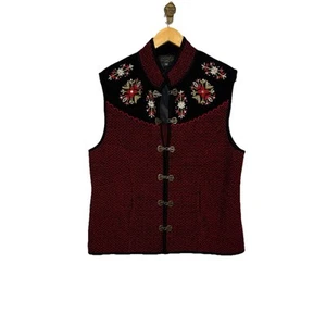 Icelandic Design Boiled LambsWool Embroidered Nordic Sweater Vest Size XL - Picture 1 of 8