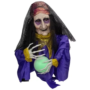Lighted and Animated Fortune Teller Halloween Decoration-20 "-Multicolor Lights - Picture 1 of 12