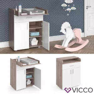Wickeltisch Wickelkommode Wickelschrank Lena Sonoma Weiß Wickelaufsatz Vicco - Bild 1 von 7