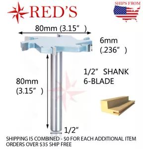 Tideway LC9806 80 mm DIA-6 mm breit LANGER SCHAFT Schlitz/Oberfläche 1/2" Router Bit - Bild 1 von 1