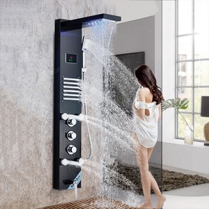 ORB Edelstahl Wasserfall Regendusche Massagedüsen LED Duschpaneel Duschsäule
