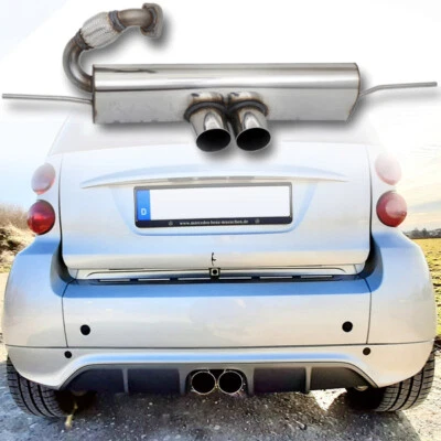 FOX Sportauspuff Smart Fortwo Coupe 451 Cabrio mit Brabus Stoßstange mittig 2x80 - Bild 1 von 4