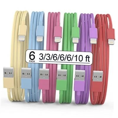 [Apple MFi Certified] iPhone Charger, 6Pack(3/3/6/6/6/10 FT) Multi-Colored - Image 1 of 4