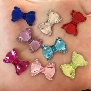 40pcs Shiny Resin Bow Flatback Rhinestone DIY Hair Ornament Art Decoration Craft - Picture 1 of 21