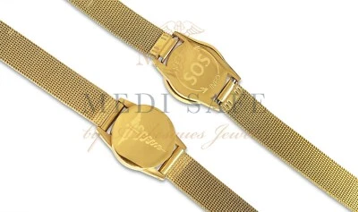 MEDI SAFE BY ARABESQUES JEWELS PREMIUM, WATERPROOF SOS BRACELET MENS MEDICAL INFO STAINLESS STEEL TALISMAN GOLD