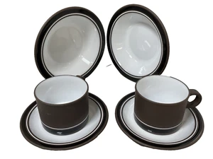 Hornsea Contrast Cups Saucers & Bowls x 2 Brown Retro - Picture 1 of 24