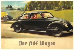 Cartel postal publicitario coche Volkswagen en autopista - Imagen 1 de 2