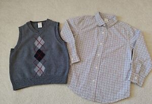 Gymboree Boys Sz 5-6 Gray Sweater Vest & Matching Button Down shirt