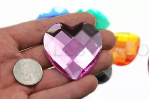 50mm Large Self Adhesive Heart Acrylic Rhinestone For Cosplay Decor Crafts 1 PC - Picture 1 of 31