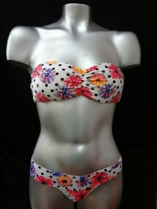 VICTORIAS SECRET PINK Set Unlined Lace BANDEAU & THONG Panty FLORAL NWT LG/XS - Picture 1 of 2