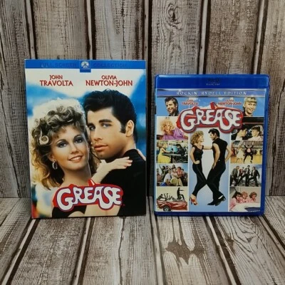Grease DVD & Rockin Rydell Edition Blu Ray John Travolta Olivia Newton-John - Image 1 of 4
