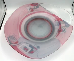 Large Jon Art Signed 18" x 17" x4" Romanian Art Glass Bowl or Centerpiece - Picture 1 of 12